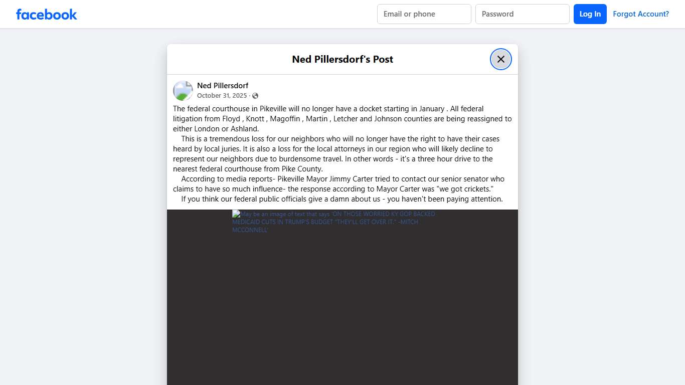 Ned Pillersdorf - The federal courthouse in Pikeville will... Facebook